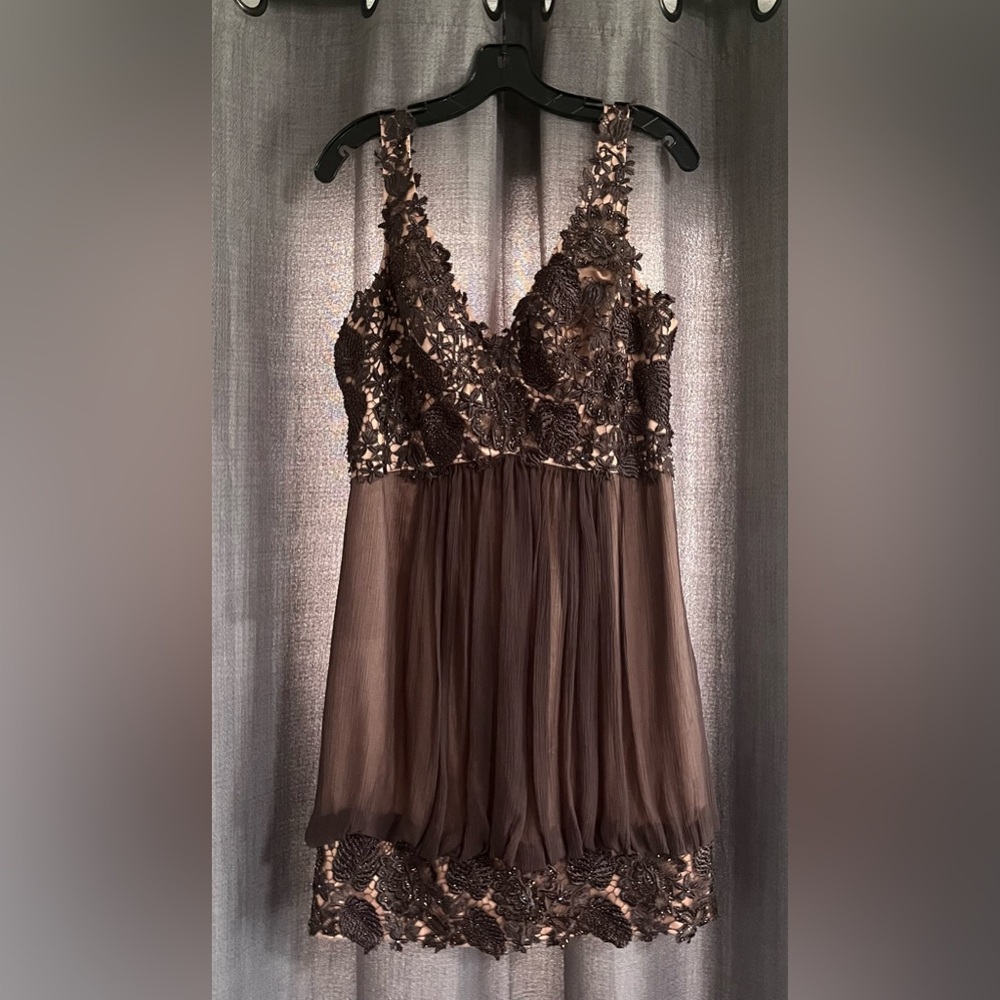 Jovani Tan Satin Gown